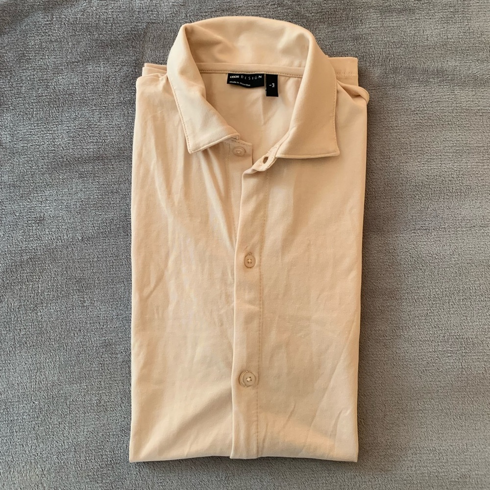 ASOS men’s light pink stretchy button down